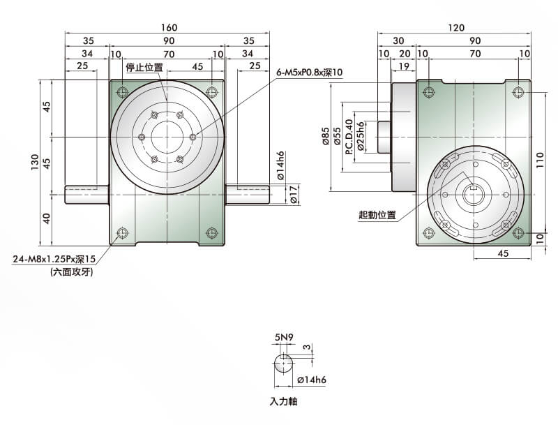 臺(tái)灣潭子凸輪分割器 45DF 外型線圖 臺(tái)灣潭子凸輪分割器 45DF 外型線圖